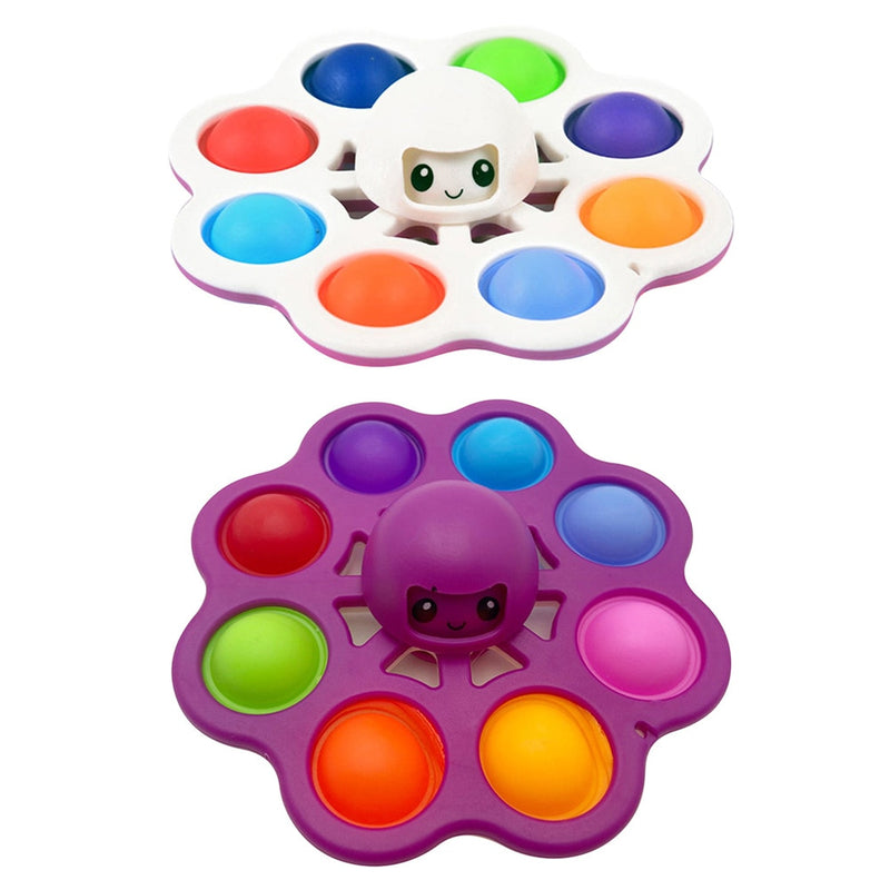 New Design Silicone Interactive Flip Octopus Change Faces Spinner Push Bubble Fidget Toy Sensory Popet Snapper Hand Finger