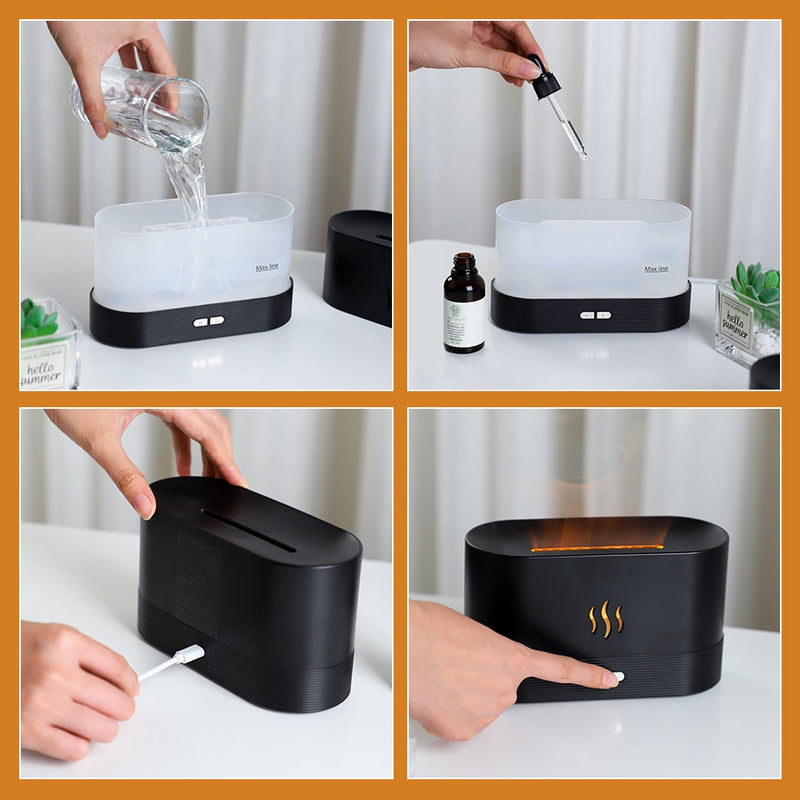 Flame Essential Oil Fragrance Diffuser Air Humidifier Aromatherapy Electric Smell for Home Fire Scent Aroma Diffuser Machine