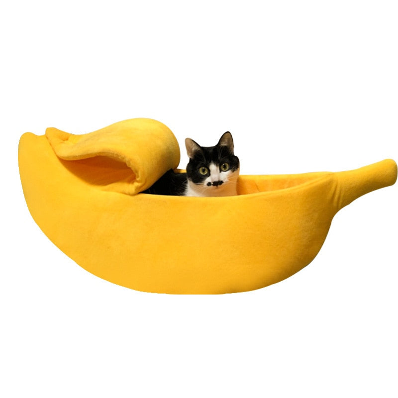 Banana Cat Bed House Cute Banana Puppy Cushion Kennel Warm soft Pet bet cat Supplies Mat Beds for Cats Kittens